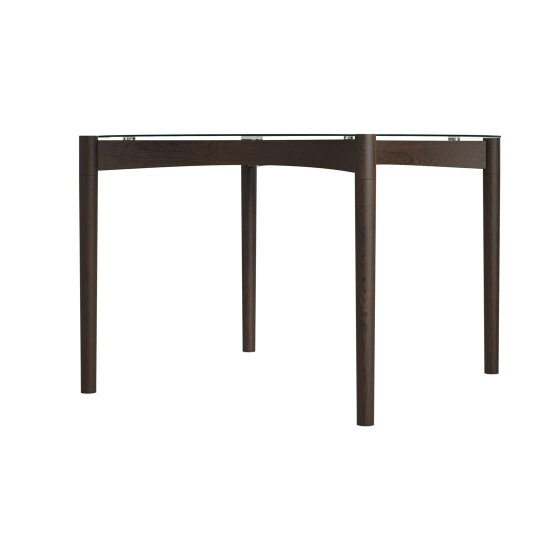 Wyld Haus Edenderry Clear Glass and Chocolate Wooden Dining Table 4 Seater