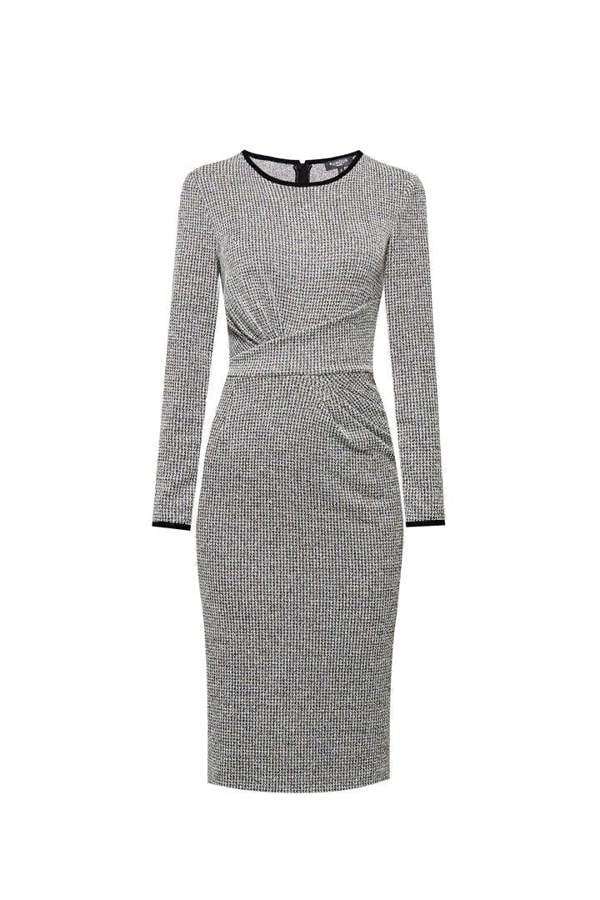 Rumour London Rebecca check jacquard jersey dress with waistline drapes