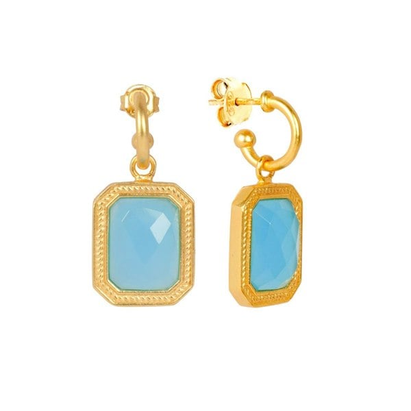 Lila Rasa Rectangular Bahamian Blue Crystal Hoops