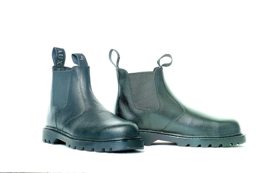 eQuitack Toughall Leather Steel Toe Cap Safety Chelsea Yard Jodhpur Boots With Elasticated Side Panels Black