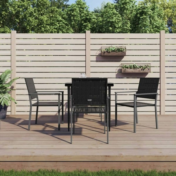Berkfield 5 Piece Garden Dining Set Poly Rattan and Steel