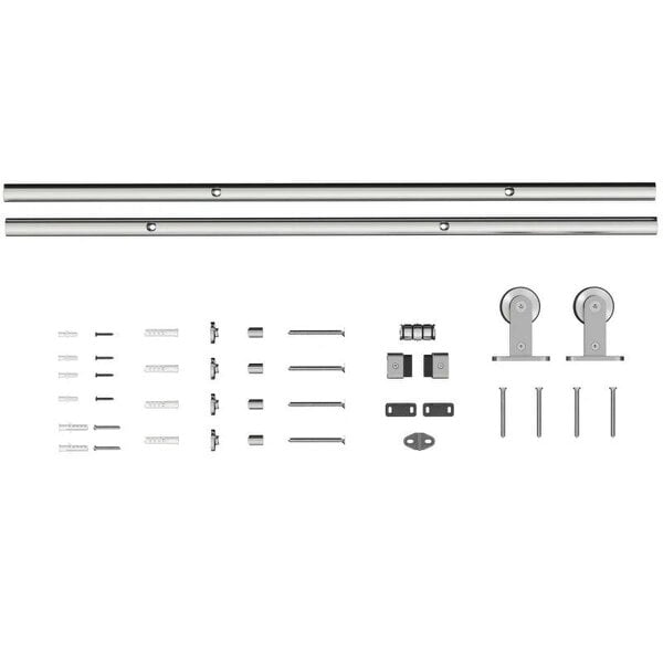 Sliding Door Hardware Kit Smooth Quiet 304 Stainless Steel for 180cm Track Sliver Tone