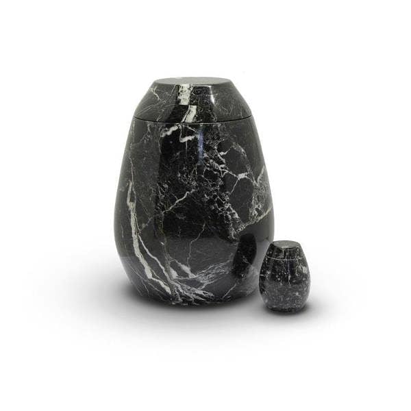 Memorials Direct Marble Urn (Black with White) - Adult & Keepsake