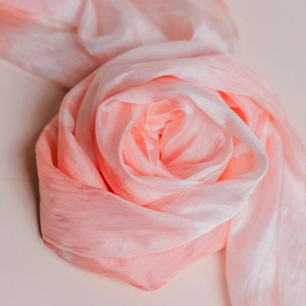 Peach Shibori Silk Scarf – Hand-Dyed Mulberry Silk, Beach & Resort Wrap