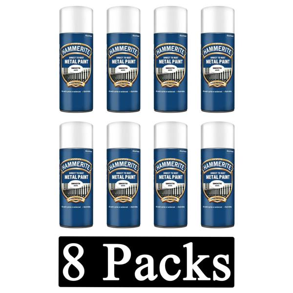 Hammerite 8X Hammerite Smooth White Spray Paint 400ml