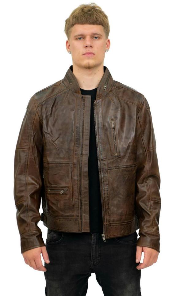 Infinity Leather Mens Retro Biker Leather Jacket-Sydney