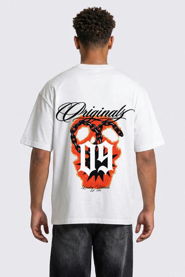 London Attitude Originals 09 Oversized Heavyweight Printed T-Shirt in White
