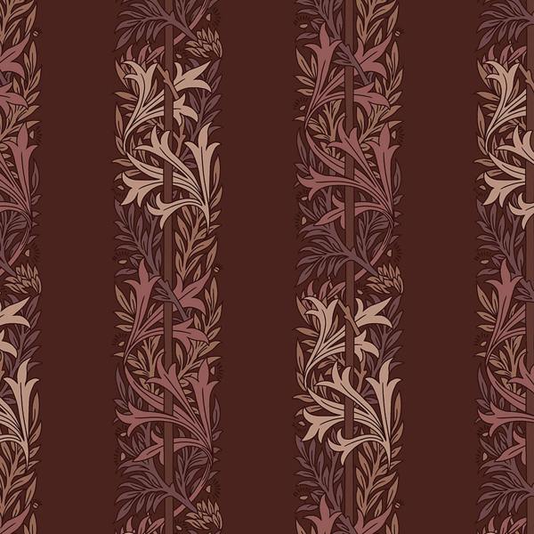 William Morris at Home Love Is Enough Stripe Damson Wallpaper