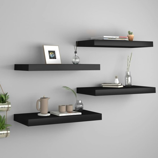 Berkfield Floating Wall Shelves 4 pcs Black 50x23x3.8 cm MDF