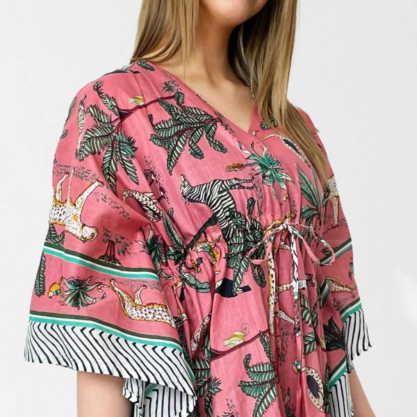 Hayley & Co Leopard and Jungle Print 100% Cotton Beach Kaftan