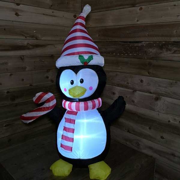 Samuel Alexander 4ft (120cm) LED Christmas Inflatables Outdoor Penguin With Candy Cane Decorations