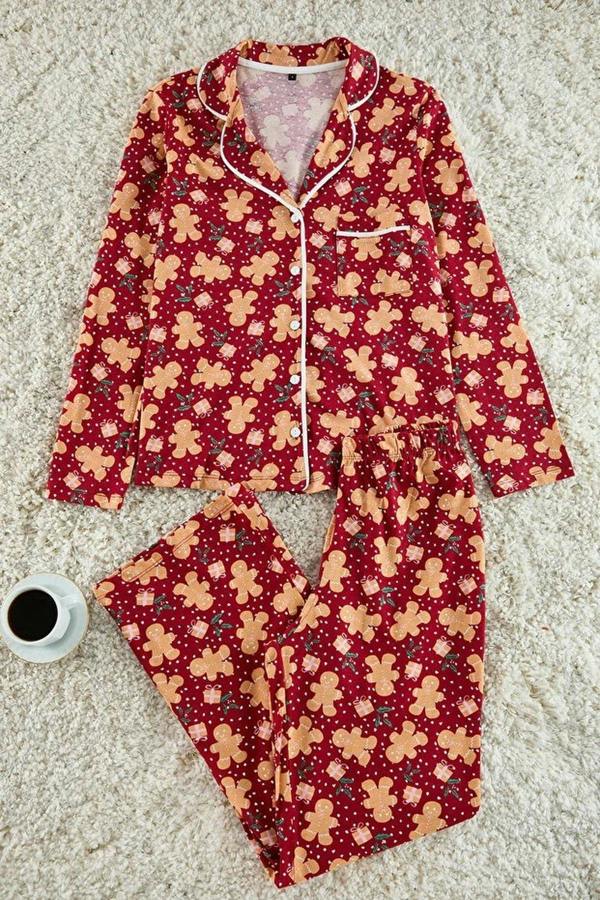 WOVCOR 2-Piece 100% Cotton Christmas Themed Knit Pajama Set