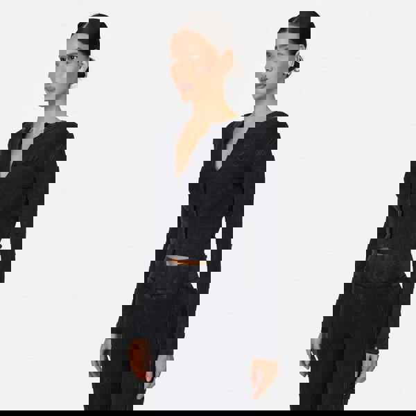 Good For Nothing Black Ribbed Buttoned Long Sleeve Tee - Black Image 5