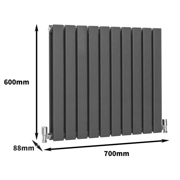 Designer Flat Panel Radiator - Anthracite Grey (600mm x 700mm)