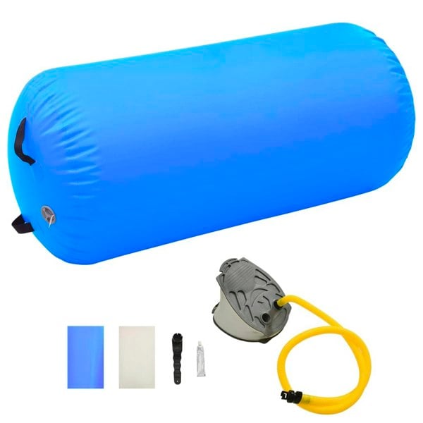 Berkfield Inflatable Gymnastic Roll with Pump 120x90 cm PVC Blue
