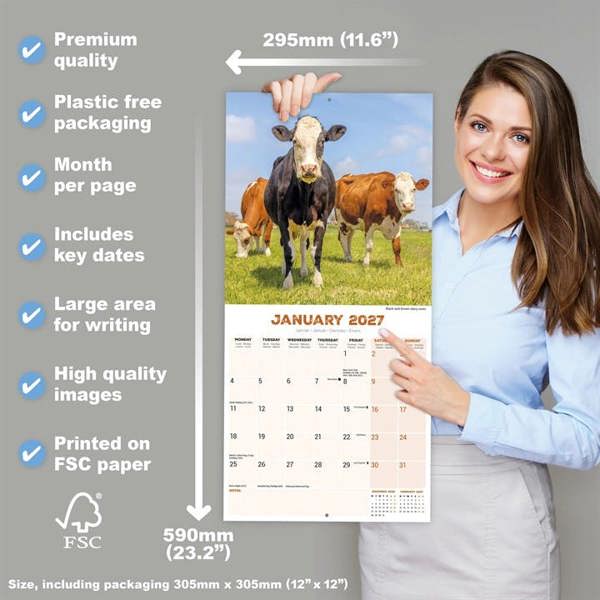 Cows Calendar 2027, Wall Calendars, Month To View, Animals, Gift