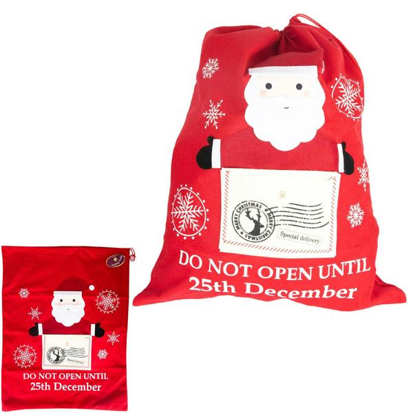 5cm Red Felt Christmas Sack with Santa Special Delivery Design, Letter Pocket and Drawstring Closure image 5