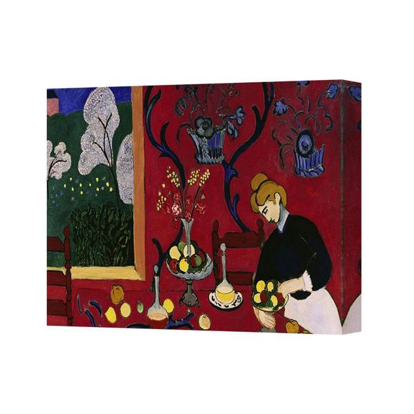 Benjamin Tate Design Canvas Wall Art Woman At Table With Fruit In Red Interior