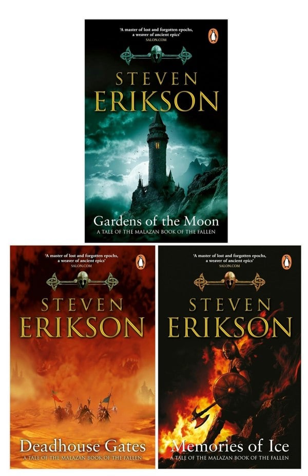 Malazan Book of the Fallen Series 3 Books Collection Set by Steven Erikson (Gardens Of The Moon, Deadhouse Gates, Memories of Ice)