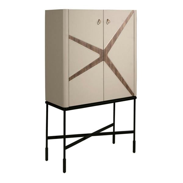 Angel Cerdá Tall Sideboard in Leatherette, Walnut and Black Steel 3280