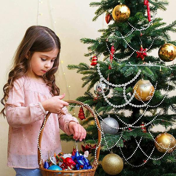24ft Silver Metallic Bead Garland for Christmas Trees, Wreaths and DIY Decorations image 9