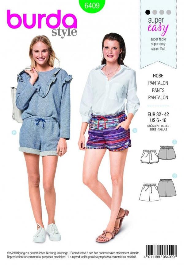 Burda Sewing Pattern 6409 Shorts For Women, 6 to 16 - Easy
