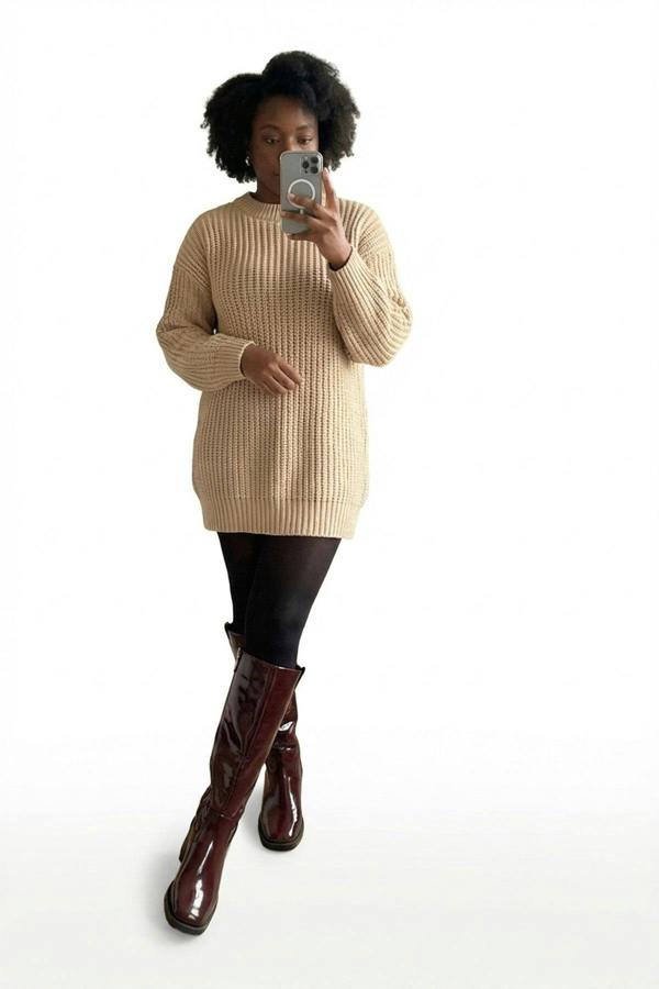 Verira Patent Knee High Block Heel Boots - Wine_wb