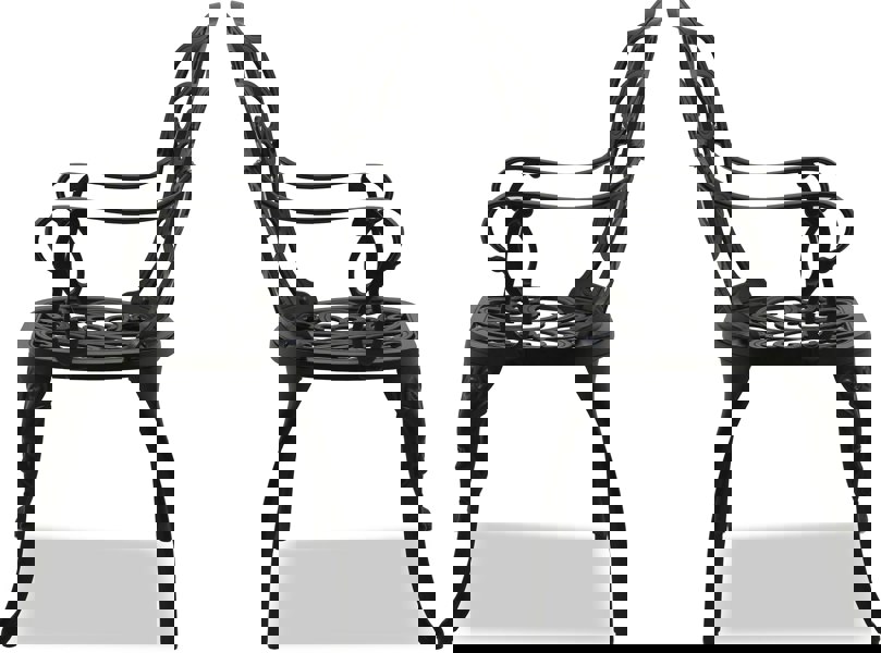 Centurion Supports Bangui Black 2-Large Garden and Patio Chairs with Armrests in Cast Aluminium