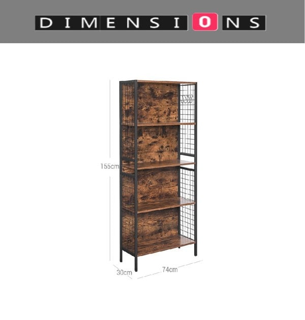 Modcraft 4-Tier Bookcase with Metal Frame