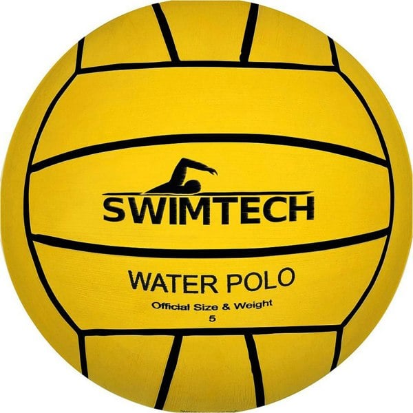 Size 5 Official Premium Rubber Water Polo Ball - Rough Wet Grip Yellow Pool Ball