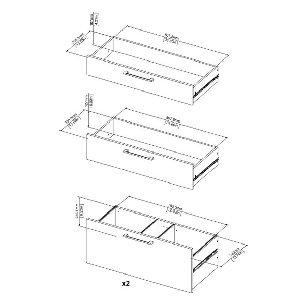 Wyld Haus Dris White Wooden Bookcase 2 Shelves 4 Drawers