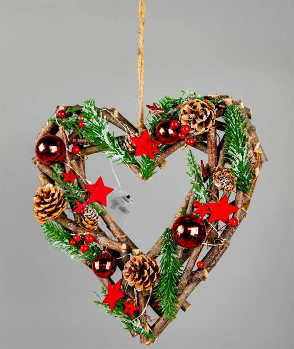 3cm LED Twig Hanging Heart Decoration in Red with Warm White Lights for Indoor Seasonal Display image 5