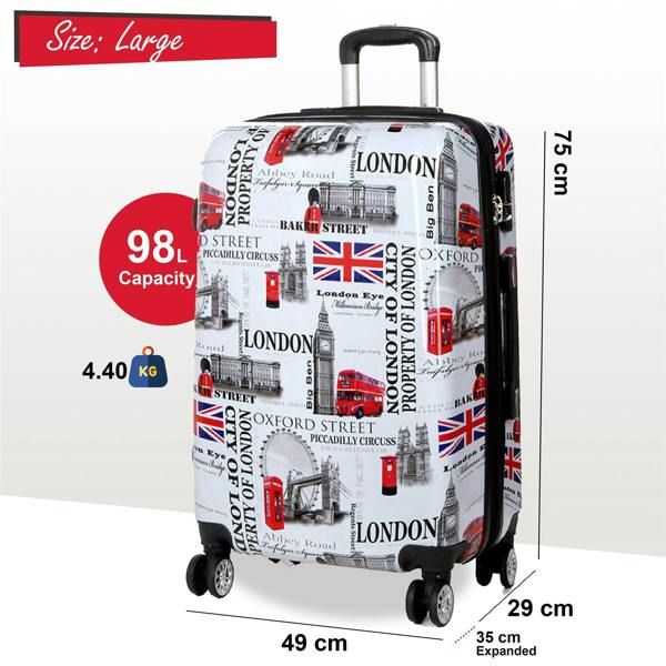 Snowball Strong Expandable Hard Shell 8 Wheel Suitcase Set Print Luggage Cabin Travel Bag