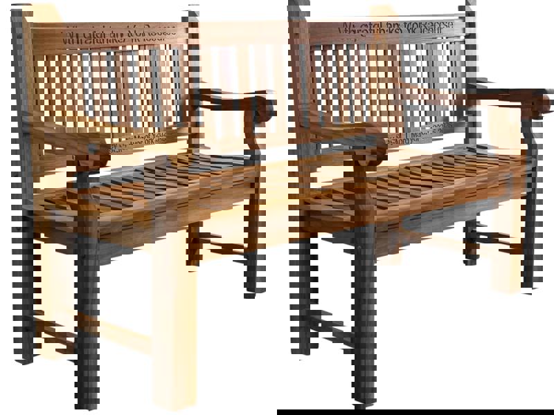 Memorials Direct Premium Chunky Teak Memorial Bench, Add Your Personal Engraving