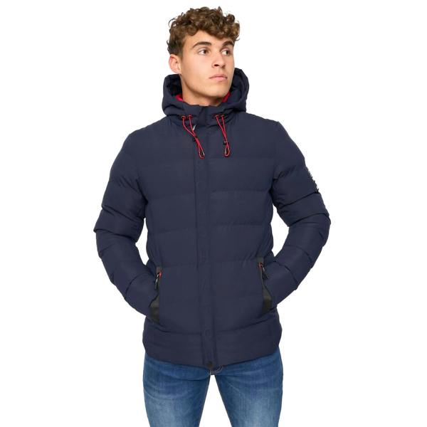 Crosshatch Mens Kampleys Embossed Padded Jacket - Navy - 