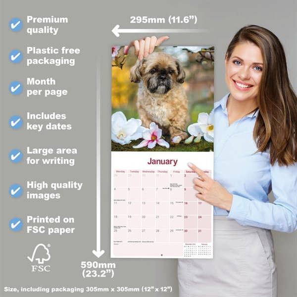 Shih Tzu Calendar 2027, Wall Calendars, Month To View, Dogs, Gift