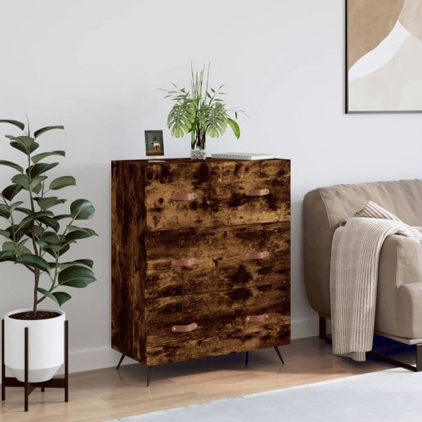 Berkfield Chest of Drawers Smoked Oak 69.5x34x90 cm Engineered Wood