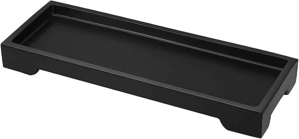 ATEK Small Resin Vanity Serving Tray Bathroom Organiser Black
