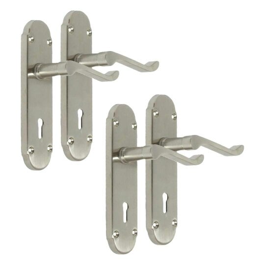 EDH Door Hardware Epsom Door Handle - Satin Nickel Internal Bathroom Door Handles - 170mm x 42mm