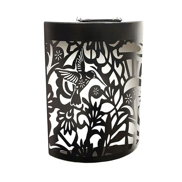 EDH Door Hardware Small Metal Curved Hummingbird Solar Wall Panel – 25.5 x 19 x 5.5 CM | Solar-Powered LED Garden Wall Art | Weatherproof
