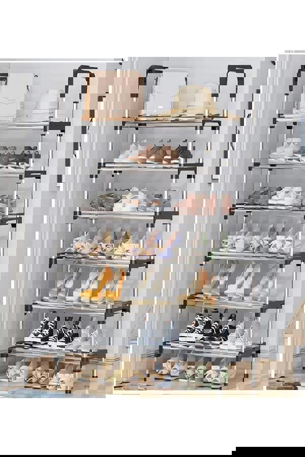 Living and Home 6 Tiers Shoe Rack Organizer Stainless Steel Stackable Space Saving Shoe Shelf