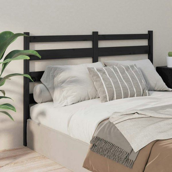 Berkfield Bed Headboard Black 186x4x100 cm Solid Wood Pine