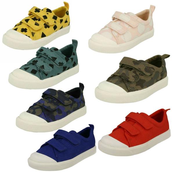 Clarks Childrens Boys Girls Clarks Pattern Detailed Canvas Shoes City Flare Lo T