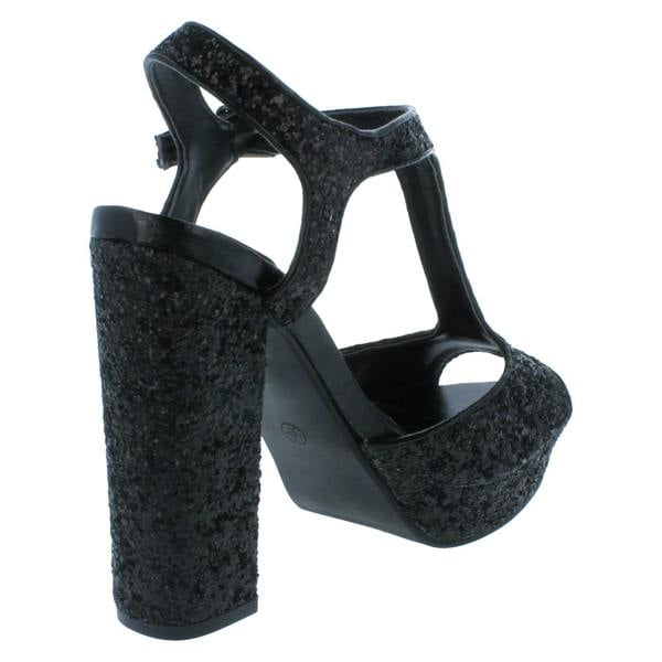Spot On Ladies Spot On Glittery Platform Sandals