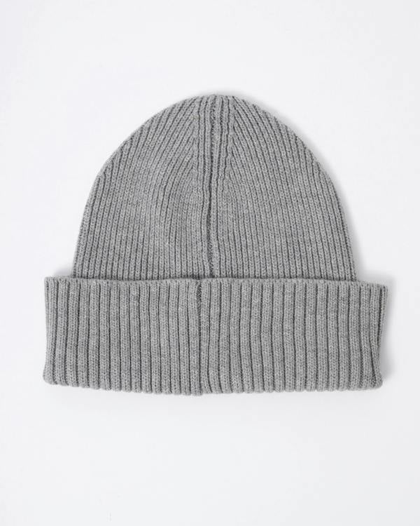 back of a GANT Mens Cotton Blend Logo Beanie in 93 Grey Melange