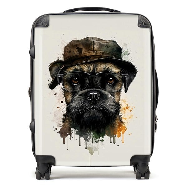 Warren Reed Border Terrier Dog Splashart Suitcase