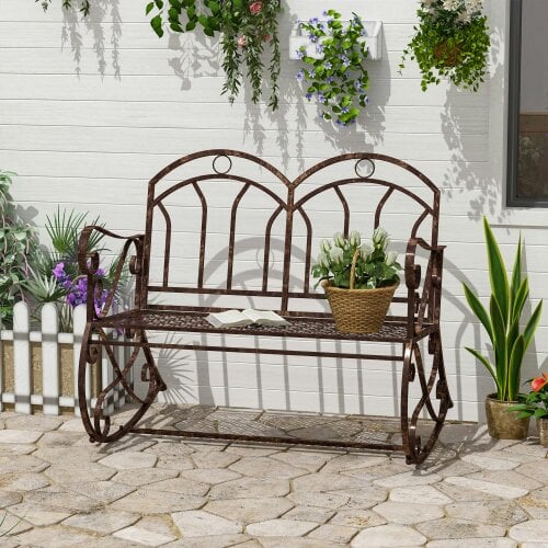 Wyld Haus Lesu Metal Bronze Iron Garden Outdoor Rocking Chair