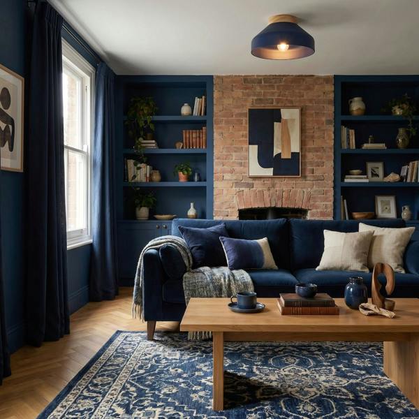 Chic Scandinavian Designed Semi Flush Ceiling Light in Midnight Blue Image 6