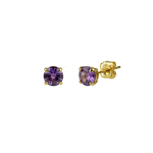 Spero London 9ct Gold Amethyst Stud Earrings