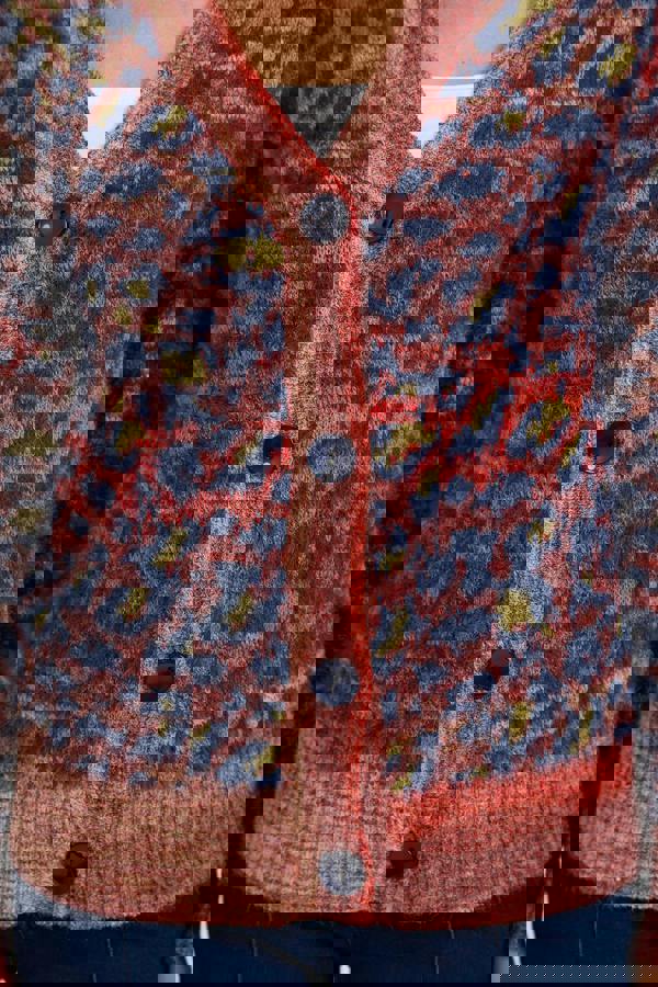 Fluffy Leopard Print Knit Cardigan